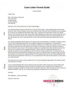 An image showing the first page of the "Cover Letter Format Guide" PDF. Clicking on the image or the link below opens the PDF.