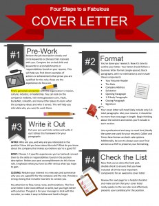An image showing the first page of the "Four Steps to a Fabulous Cover Letter" PDF. Clicking on the image or the link below opens the PDF.