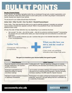 An image showing the first page of the "Writing Effective Bullet Points" PDF. Clicking on the image or the link below opens the PDF.