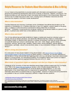 An image of the PDF for Resources for Students about Discrimination & Bias in Hiring