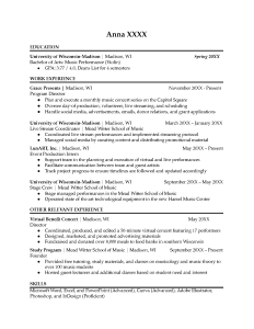 Preview of Music Sample Resume