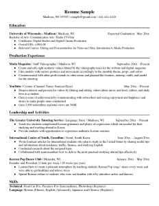 Preview of Video Production Sample Resume